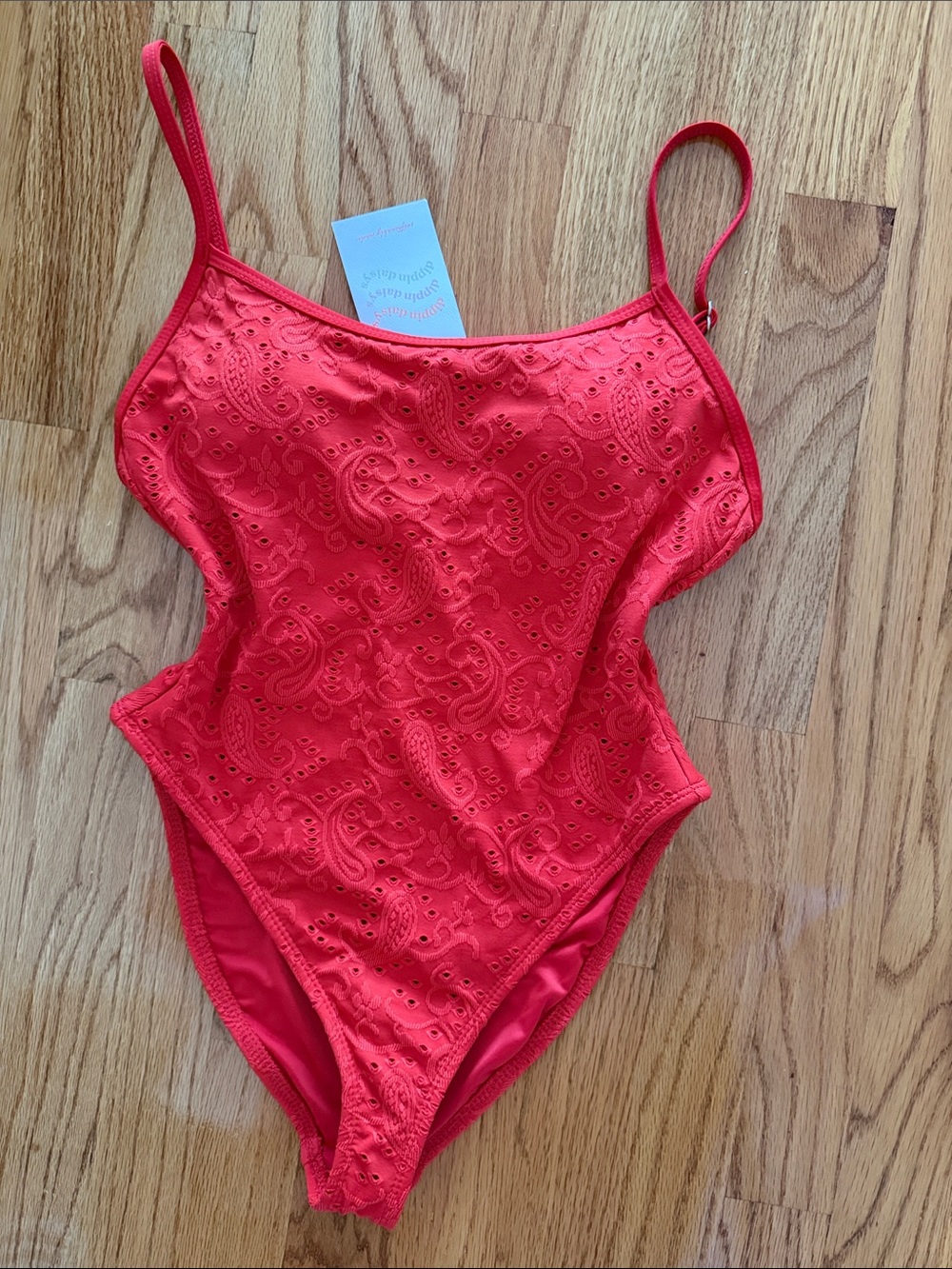 Red Eyelet One-Piece Swimsuit